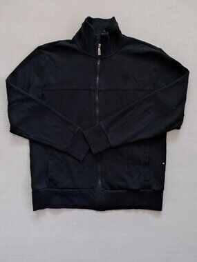 BOSS Hugo Boss Green Label Black Zip-Up Track Jacket - Men's Size L,Cotton Blend